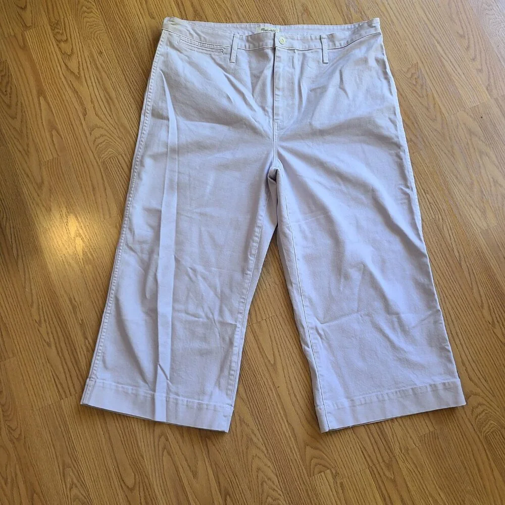 NEW NWT! MADEWELL EMMETT WIDE-LEG CROP PANTS PALE LAVENDER HIGH RISE sz 36 - Picture 2 of 6